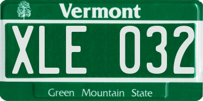 VT license plate XLE032