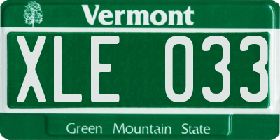 VT license plate XLE033