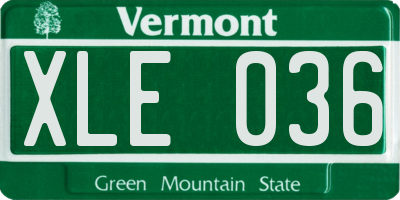VT license plate XLE036