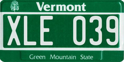 VT license plate XLE039