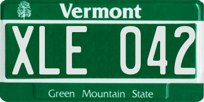 VT license plate XLE042