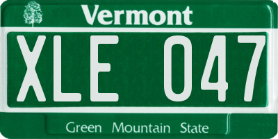 VT license plate XLE047