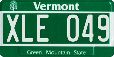 VT license plate XLE049