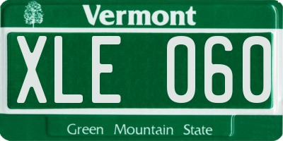 VT license plate XLE060