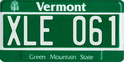 VT license plate XLE061