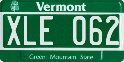 VT license plate XLE062