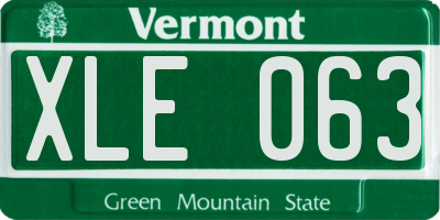 VT license plate XLE063