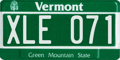 VT license plate XLE071