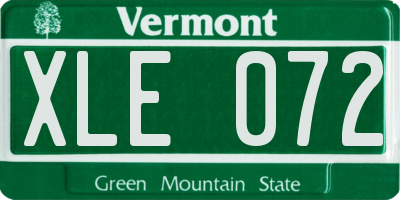 VT license plate XLE072