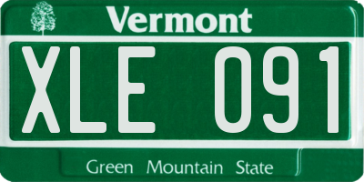 VT license plate XLE091