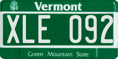 VT license plate XLE092