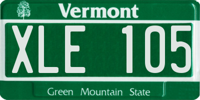 VT license plate XLE105