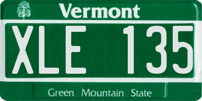 VT license plate XLE135