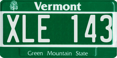 VT license plate XLE143