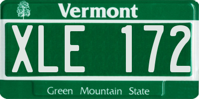 VT license plate XLE172