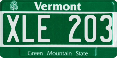 VT license plate XLE203