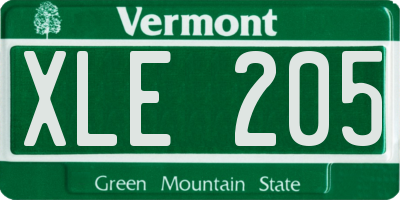 VT license plate XLE205