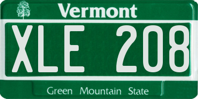 VT license plate XLE208