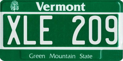 VT license plate XLE209