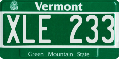 VT license plate XLE233