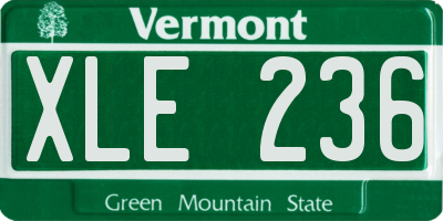 VT license plate XLE236