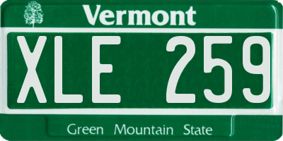 VT license plate XLE259