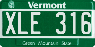 VT license plate XLE316