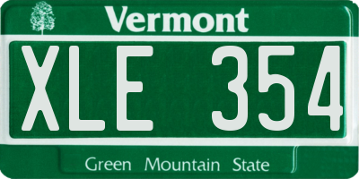 VT license plate XLE354