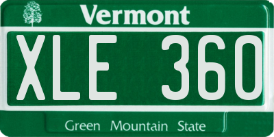 VT license plate XLE360