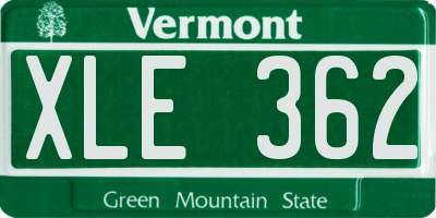 VT license plate XLE362