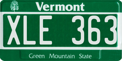 VT license plate XLE363