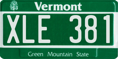VT license plate XLE381