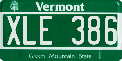 VT license plate XLE386