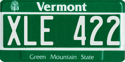 VT license plate XLE422