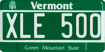 VT license plate XLE500
