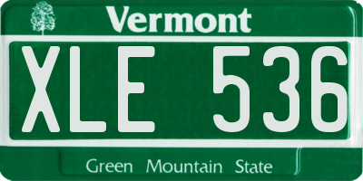 VT license plate XLE536