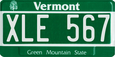 VT license plate XLE567