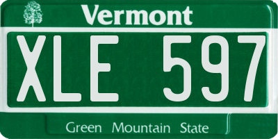 VT license plate XLE597