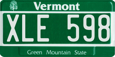 VT license plate XLE598