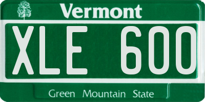 VT license plate XLE600