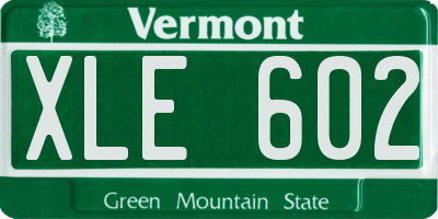 VT license plate XLE602