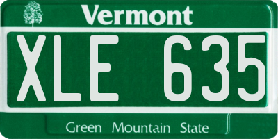 VT license plate XLE635