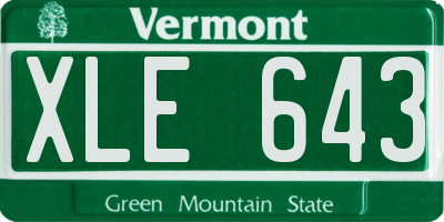 VT license plate XLE643