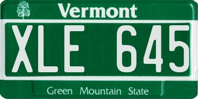 VT license plate XLE645