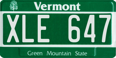 VT license plate XLE647
