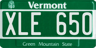VT license plate XLE650