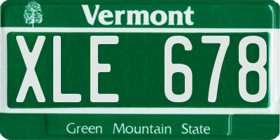VT license plate XLE678