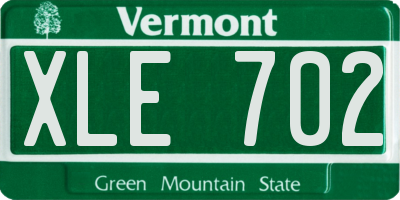 VT license plate XLE702