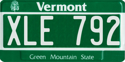 VT license plate XLE792