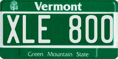 VT license plate XLE800
